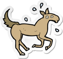 sticker of a cartoon horse sweating png