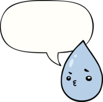 dessin animé mignonne goutte de pluie avec discours bulle png