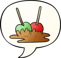 cartoon toffee apples with speech bubble in smooth gradient style png