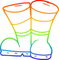 rainbow gradient line drawing of a wellington boots cartoon png