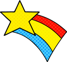 comic book style cartoon of a shooting rainbow star png