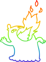 arco iris degradado línea dibujo de un dibujos animados fuego respiración fantasma png
