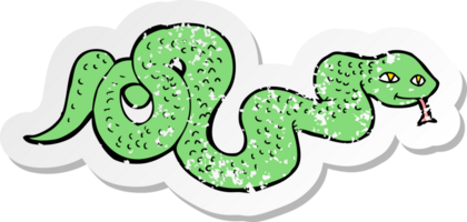 retro distressed sticker of a cartoon snake png