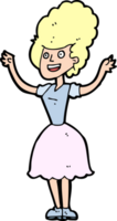 tecknad serie Lycklig 1950-talet kvinna png