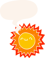 cartoon sun with speech bubble in retro style png