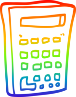 rainbow gradient line drawing of a cartoon calculator png