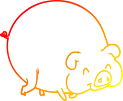 warm gradient line drawing of a cartoon pig png