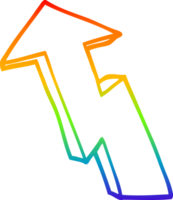 rainbow gradient line drawing of a cartoon growth arrow png