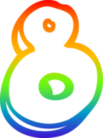 rainbow gradient line drawing of a cartoon number eight png