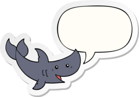 desenho animado Tubarão com discurso bolha adesivo png