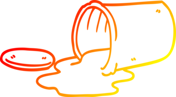 warm gradient line drawing of a cartoon of spilt food png