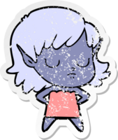 distressed sticker of a cartoon elf girl png