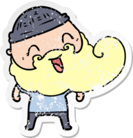 distressed sticker of a happy bearded man png
