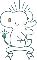 banier met tatoeëren stijl schattig olifant png