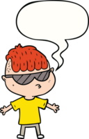 cartoon boy wearing sunglasses and speech bubble png