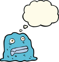 cartoon slime creature with thought bubble png