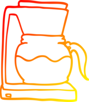 ligne de gradient chaud dessinant une machine à café de dessin animé png