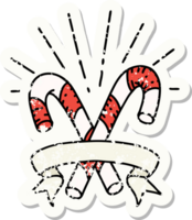 grunge sticker of tattoo style candy canes png