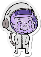 distressed sticker of a cartoon crying astronaut png