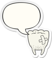 cartoon bad tooth and speech bubble sticker png