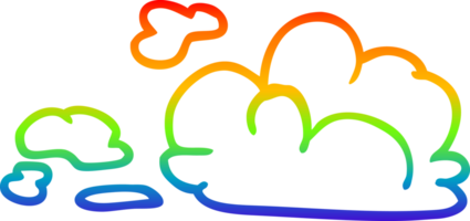 dibujo de línea de gradiente de arco iris nubes blancas esponjosas de dibujos animados png