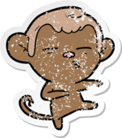 distressed sticker of a cartoon suspicious monkey png