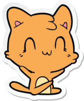 sticker of a cartoon happy cat png