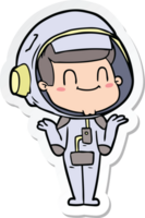 klistermärke av en glad tecknad astronautman png