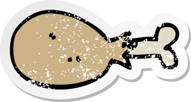 distressed sticker of a cartoon cooked chicken leg png