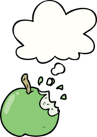 cartoon bitten apple and thought bubble png