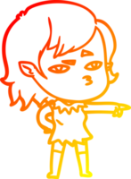warm gradient line drawing cartoon vampire girl png
