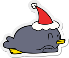 penguin lying on belly wearing santa hat png