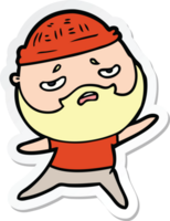 sticker van een cartoon bezorgde man met baard png