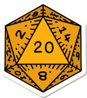 natural 20 D20 dice roll sticker png