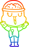 rainbow gradient line drawing happy cartoon robot png