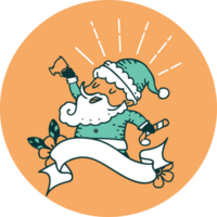 icon of tattoo style santa claus christmas character celebrating png