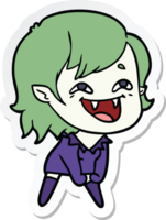 sticker of a cartoon laughing vampire girl png