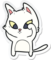 sticker of a confused cartoon cat png