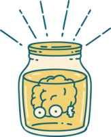 traditional tattoo style brain in jar png