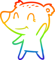 rainbow gradient line drawing friendly bear cartoon png