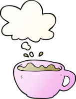 cartone animato caffè tazza con pensato bolla nel liscio pendenza stile png