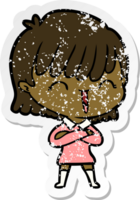 distressed sticker of a cartoon woman png