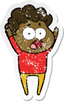 distressed sticker of a cartoon man gasping in surprise png