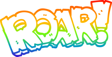 rainbow gradient line drawing of a cartoon roar sign png