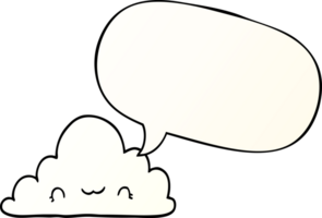 cute cartoon cloud with speech bubble in smooth gradient style png