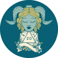 icon of tiefling with natural twenty dice roll png