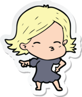 sticker of a cartoon woman pointing png