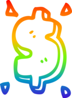 rainbow gradient line drawing of a cartoon dollar sign png