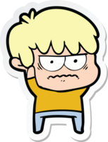 sticker of a annoyed cartoon boy png