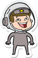 sticker of a cartoon laughing astronaut png